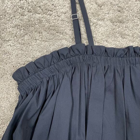 Cinq a Sept Ivee Crop Bubble Hem Tank Top Navy Blue Size L Quiet Luxury - Picture 9 of 11